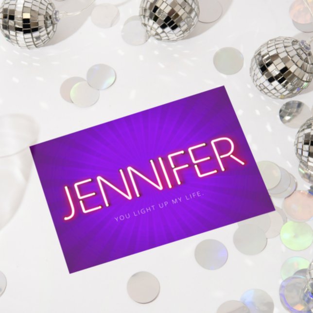 Tarjeta Nombre de Jennifer en las brillantes luces de neón (Subido por el creador)
