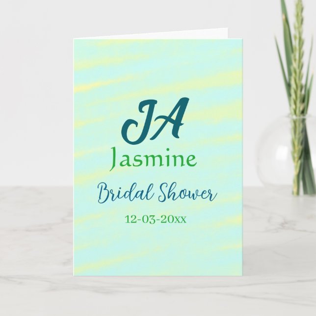 Tarjeta Nombre de la ducha de novia de acuarela pastel azu (Anverso)