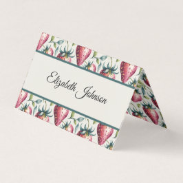 Tarjeta Nombre de la fruta de verano de fresa rosa jugueto