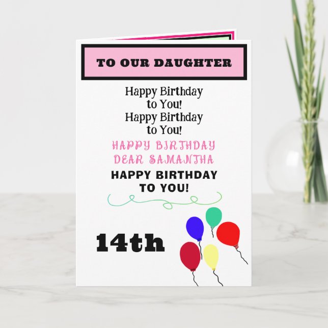 Tarjeta NOMBRE de los pasteles de los globos de cumpleaños (Anverso)