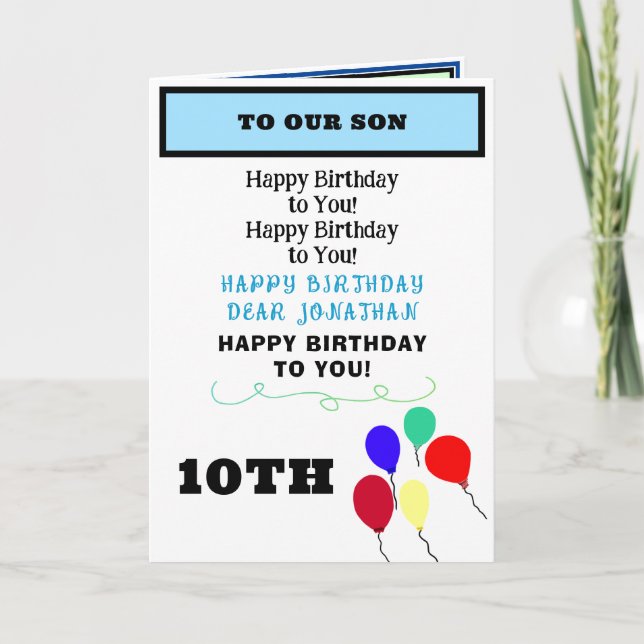 Tarjeta NOMBRE de los pastelitos de los globos de cumpleañ (Anverso)