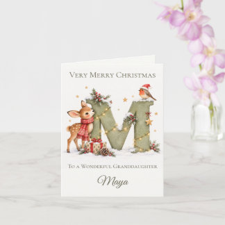 Tarjeta Nombre de Navidad personalizado – Letra M