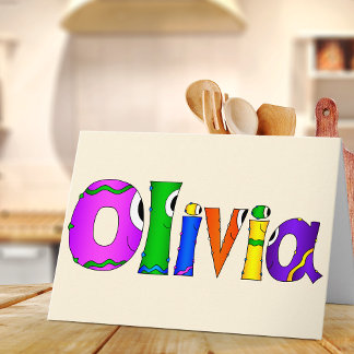 Tarjeta Nombre de personaje de dibujos animados "Olivia"
