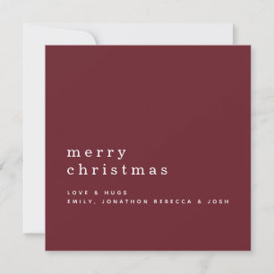 Tarjeta Nombre de texto minimalista Feliz Navidad Burdeos