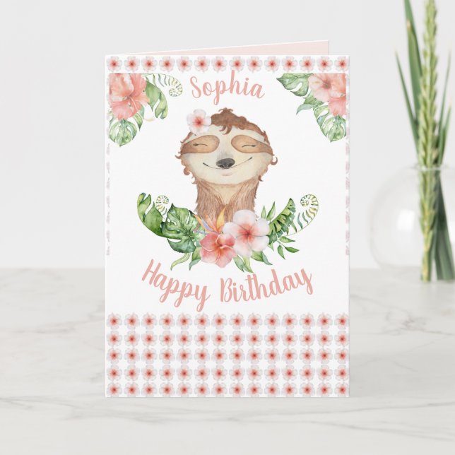Tarjeta Nombre del Chica de Happy Birthday Cute Slote (Anverso)