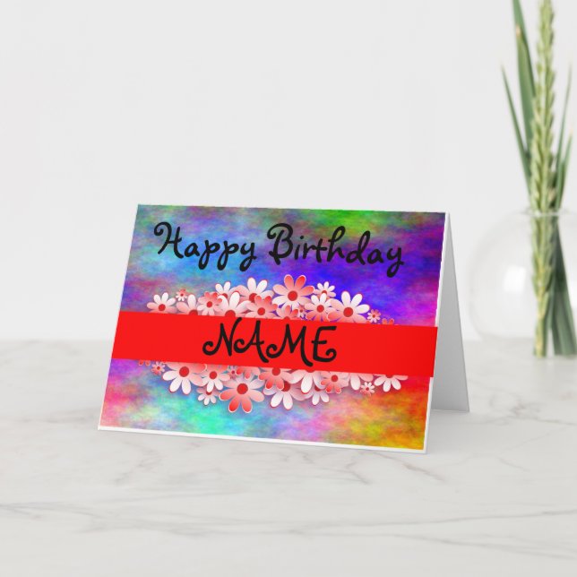 Tarjeta Nombre del Personalizar del cumpleaños feliz (Anverso)