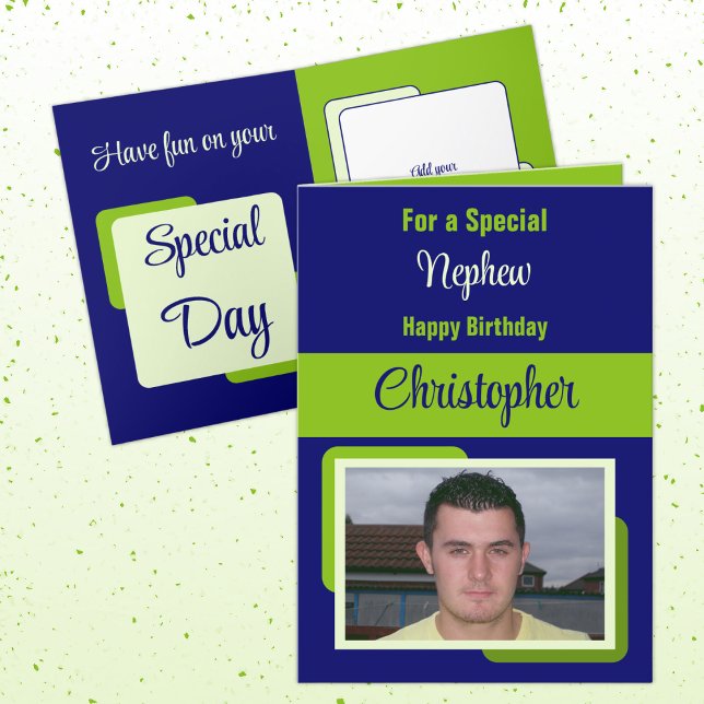 Tarjeta Nombre del sobrino foto azul cumpleaños (Subido por el creador)