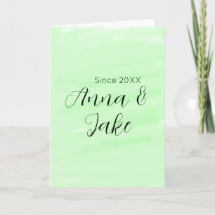 Tarjeta nombre fecha boda pareja verde acuarela pastel l