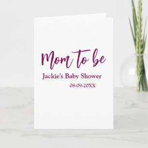Tarjeta nombre fecha de baby shower futura mamá rosa simpl