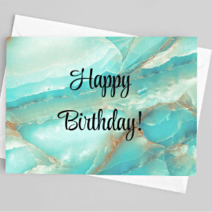 Tarjeta Nombre, Feliz Cumpleaños, Hermoso Turquesa y Bronc