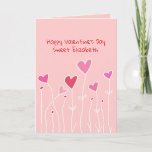 Tarjeta Nombre feliz del personalizado de los corazones