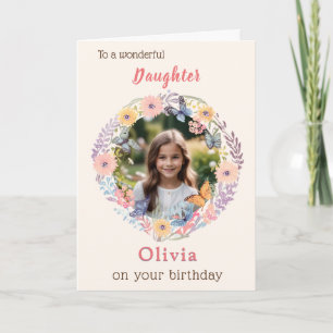 Tarjeta Nombre Floral Personalizado Cumpleaños Hija Foto