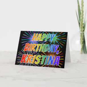 Tarjeta Nombre "KRISTINA" Diversión "FELIZ CUMPLEAÑOS"