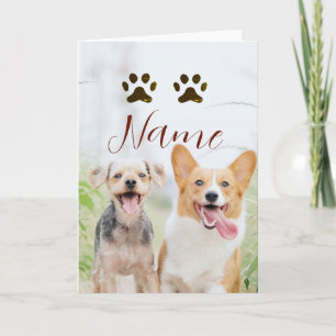 Tarjeta nombre mascota animal perro gato pata simple foto