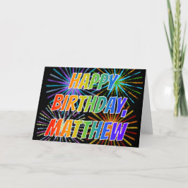 Tarjeta Nombre "MATTHEW" Diversión "FELIZ CUMPLEAÑOS"