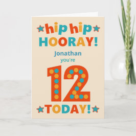 Tarjeta Nombre personalizado 12º cumpleaños Hip Hooray