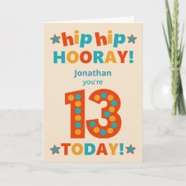 Tarjeta Nombre personalizado 13º cumpleaños Hip Hooray