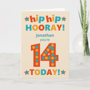 Tarjeta Nombre personalizado 14º cumpleaños Hip Hooray