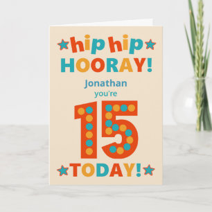 Tarjeta Nombre personalizado 15º cumpleaños Hip Hooray