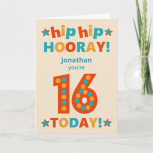 Tarjeta Nombre personalizado 16º cumpleaños Hip Hooray