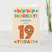 Nombre personalizado 19º cumpleaños Hip Hooray