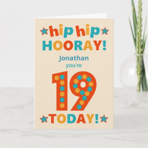 Tarjeta Nombre personalizado 19º cumpleaños Hip Hooray
