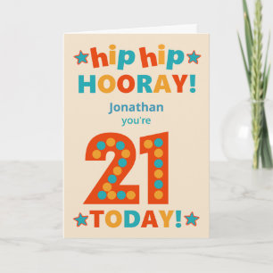 Tarjeta Nombre personalizado 21º cumpleaños Hip Hooray