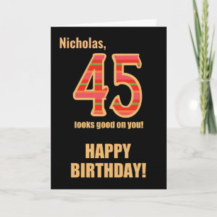 Tarjeta Nombre personalizado 45º cumpleaños para su tarjet