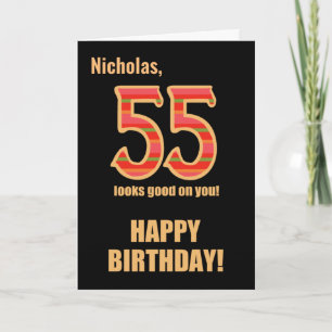 Tarjeta Nombre personalizado 55º cumpleaños para su tarjet