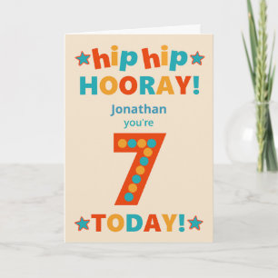 Tarjeta Nombre personalizado 7 cumpleaños Hip Hooray