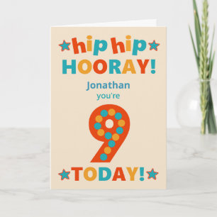 Tarjeta Nombre personalizado 9 cumpleaños Hip Hooray