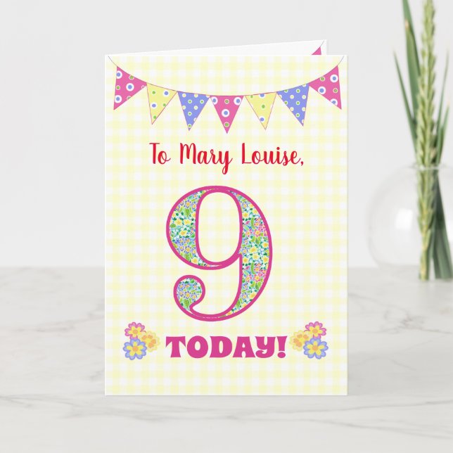 Tarjeta Nombre personalizado 9Tarjeta de Bunting Primroses (Anverso)
