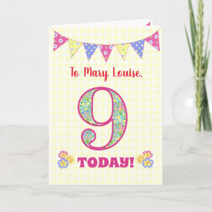 Tarjeta Nombre personalizado 9Tarjeta de Bunting Primroses