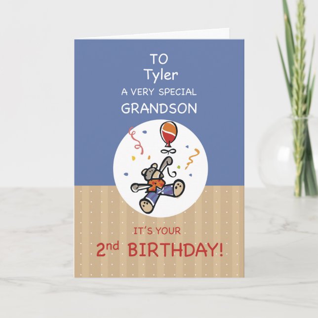 Tarjeta Nombre personalizado Abuelo 2º globo de oso de Ted (Anverso)