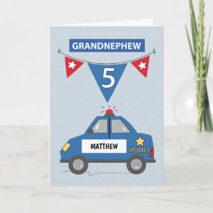 Tarjeta Nombre personalizado Abuelo nieto 5 cumpleaños Pol