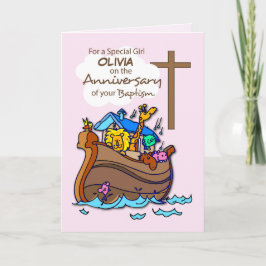 Tarjeta Nombre personalizado Aniversario de Bautizo Niña A