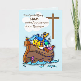 Tarjeta Nombre personalizado Aniversario de Bautizo Niño A