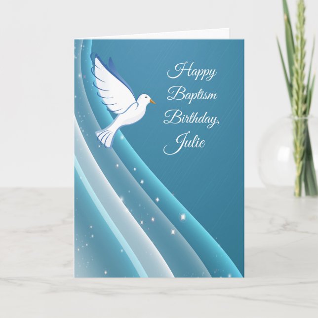 Tarjeta Nombre personalizado bautismo aniversario de la ju (Anverso)