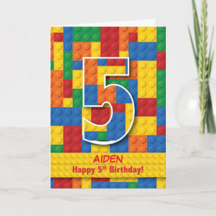 Tarjeta Nombre personalizado Bloques de apilamiento 5 cump