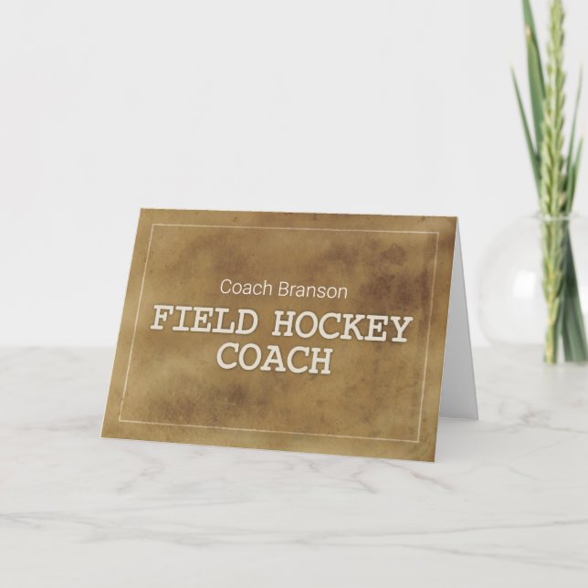Tarjeta Nombre Personalizado Campo Hockey Coach Definición (Anverso)