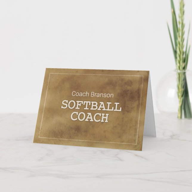 Tarjeta Nombre personalizado Coach de Softbol Gracias a la (Anverso)