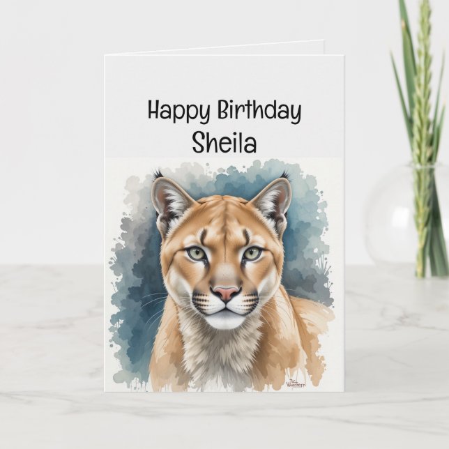 Tarjeta Nombre personalizado Cougar Birthday Funny (Anverso)