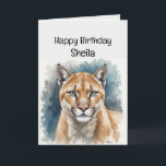 Tarjeta Nombre personalizado Cougar Birthday Funny<br><div class="desc">Nombre personalizado Diversión de cumpleaños de Cougar para un amigo que ahora está sobre la colina</div>