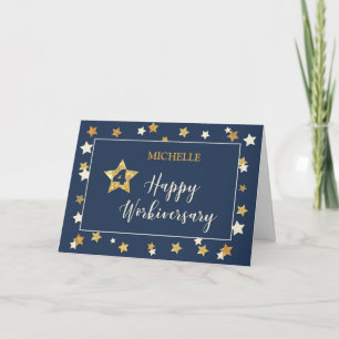 Tarjeta Nombre personalizado cuarto aniversario laboral em