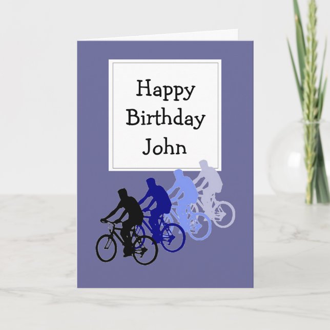 Tarjeta Nombre personalizado Cumpleaños de la bicicleta, v (Anverso)