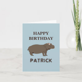 Tarjeta Nombre personalizado Cumpleaños Hippopótamo Hippo