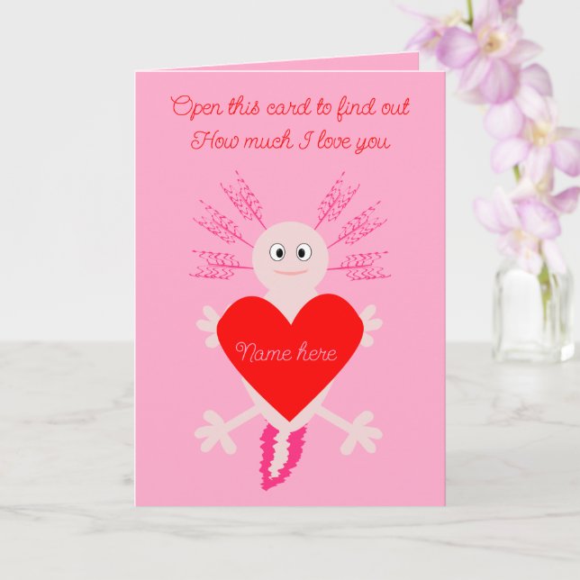 Tarjeta Nombre personalizado de Axolotl día de San Valentí (Orquídea)