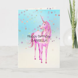 Tarjeta Nombre Personalizado De Confetti De Unicornio Rosa