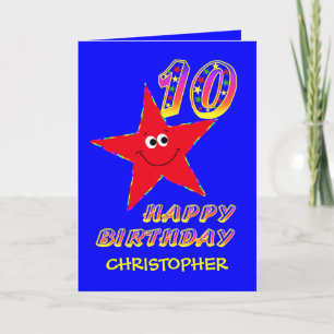 Tarjeta Nombre personalizado de cumpleaños 10 de Estrella