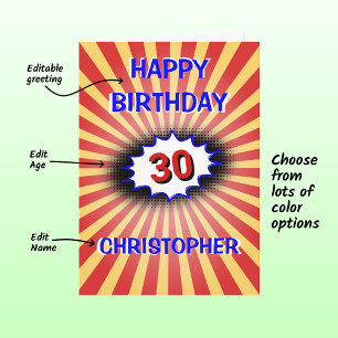 Tarjeta Nombre personalizado de cumpleaños brillante y ret